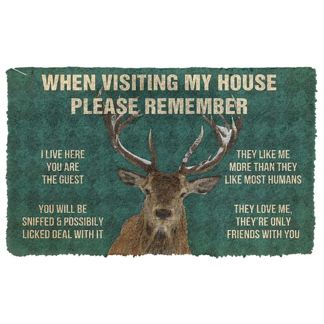 Gearhumans 3D Please Remember Deers House Rule Custom Doormat