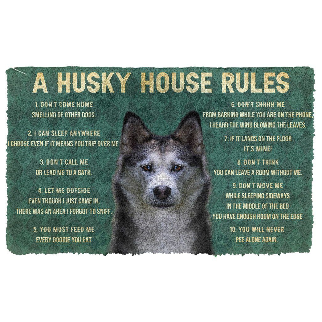 Gearhumans 3D House Rules Husky Dog Doormat