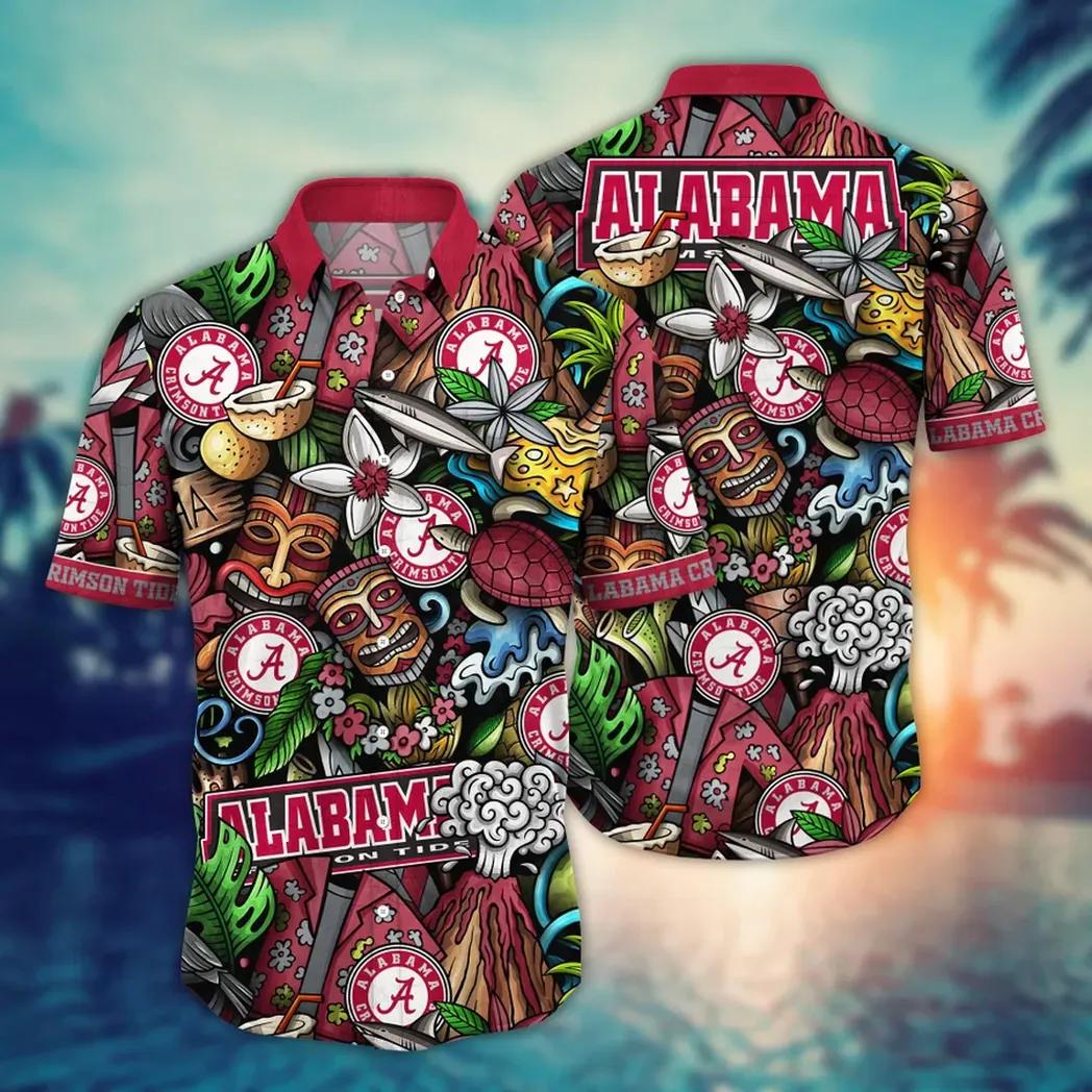 Alabama Crimson Tide Ncaa Flower Aloha Hawaiian Shirt 6, Ncaa Hawaiian Shirt