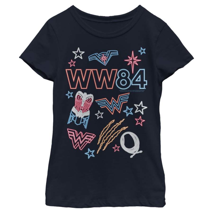 Wonder Woman 1984 Girl’s Neon Symbols  T-Shirt