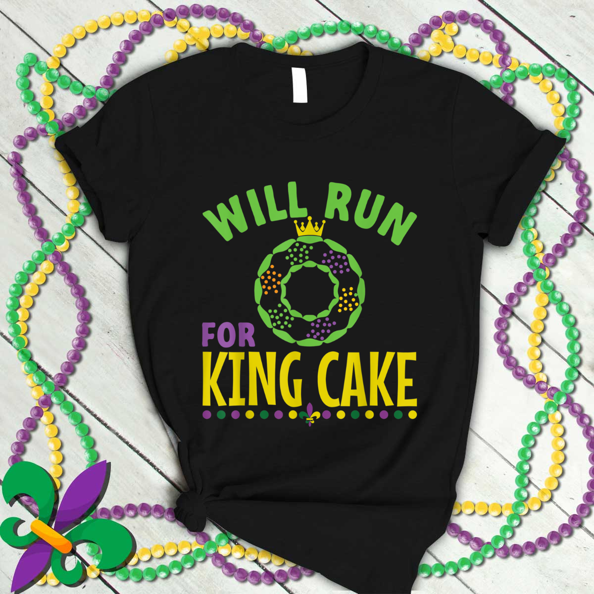 Will Run For King Cake Nola Mardi Gras Parade Running T-Shirt