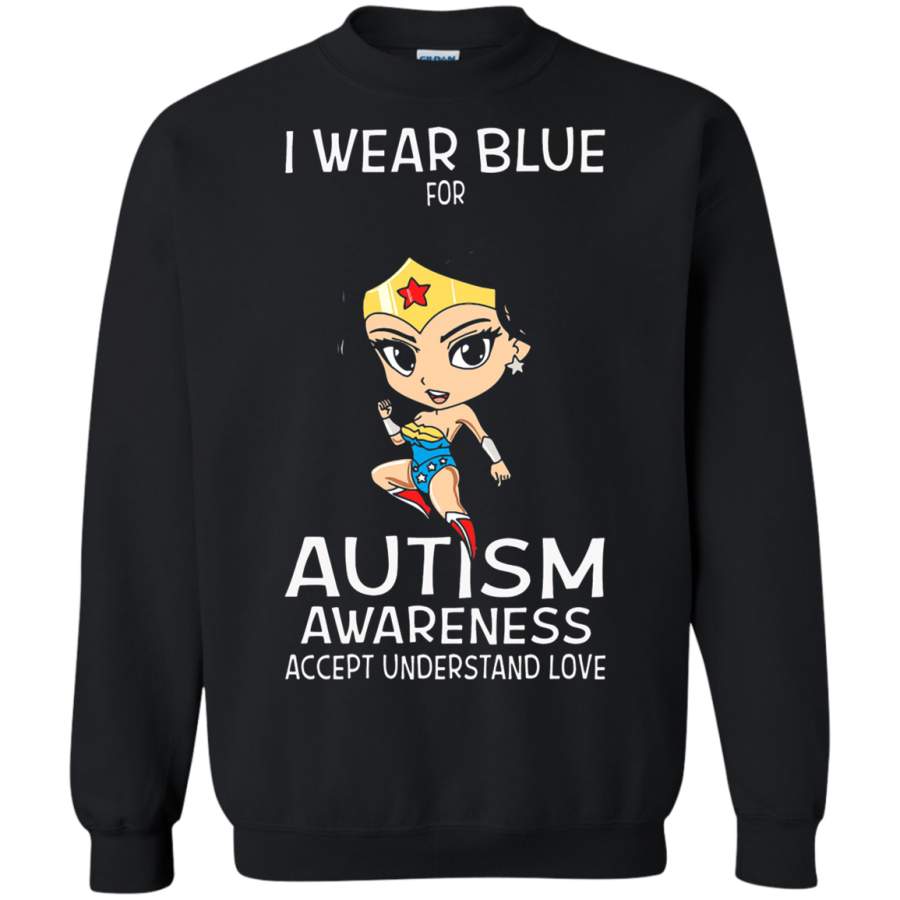 AGR I Wear Blue For Autism Awareness Wonder Woman Sweatshirt