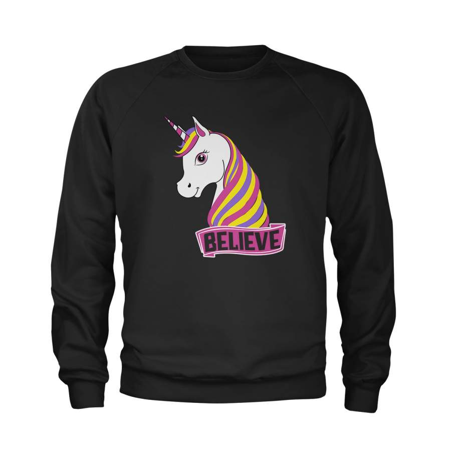 Unicorn Believe Ugly Christmas Youth-Sized Crewneck Sweatshirt