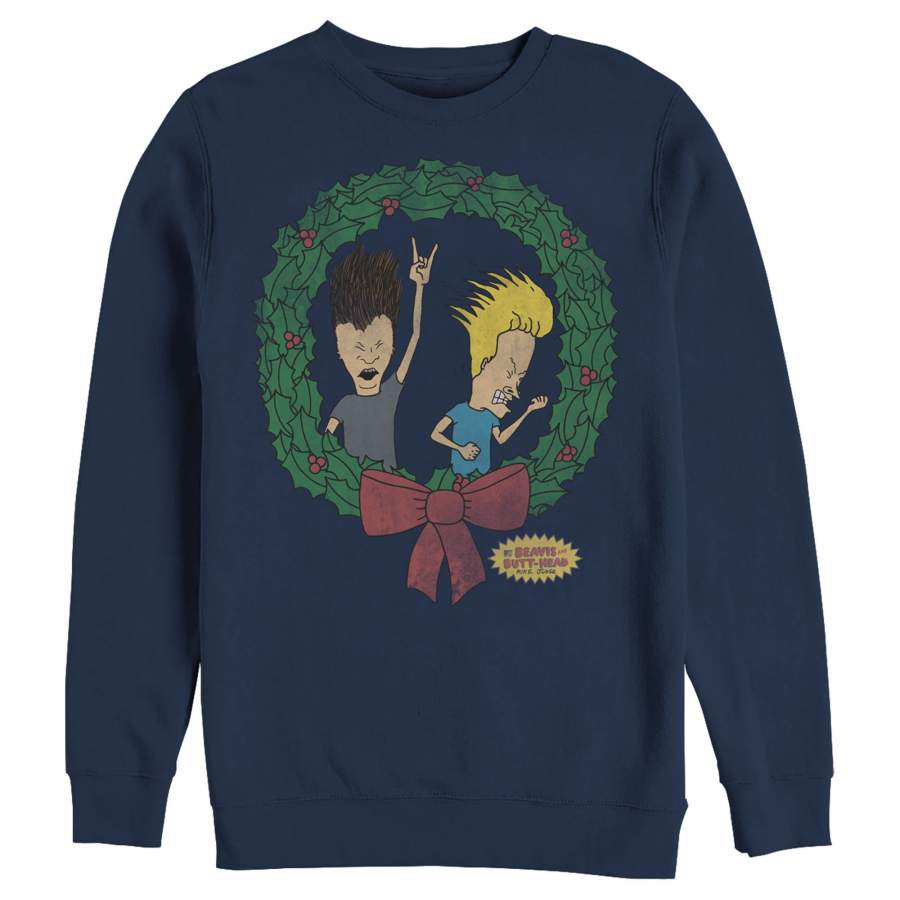 Beavis and Butt-Head Men’s Christmas Rocker Wreath  Sweatshirt