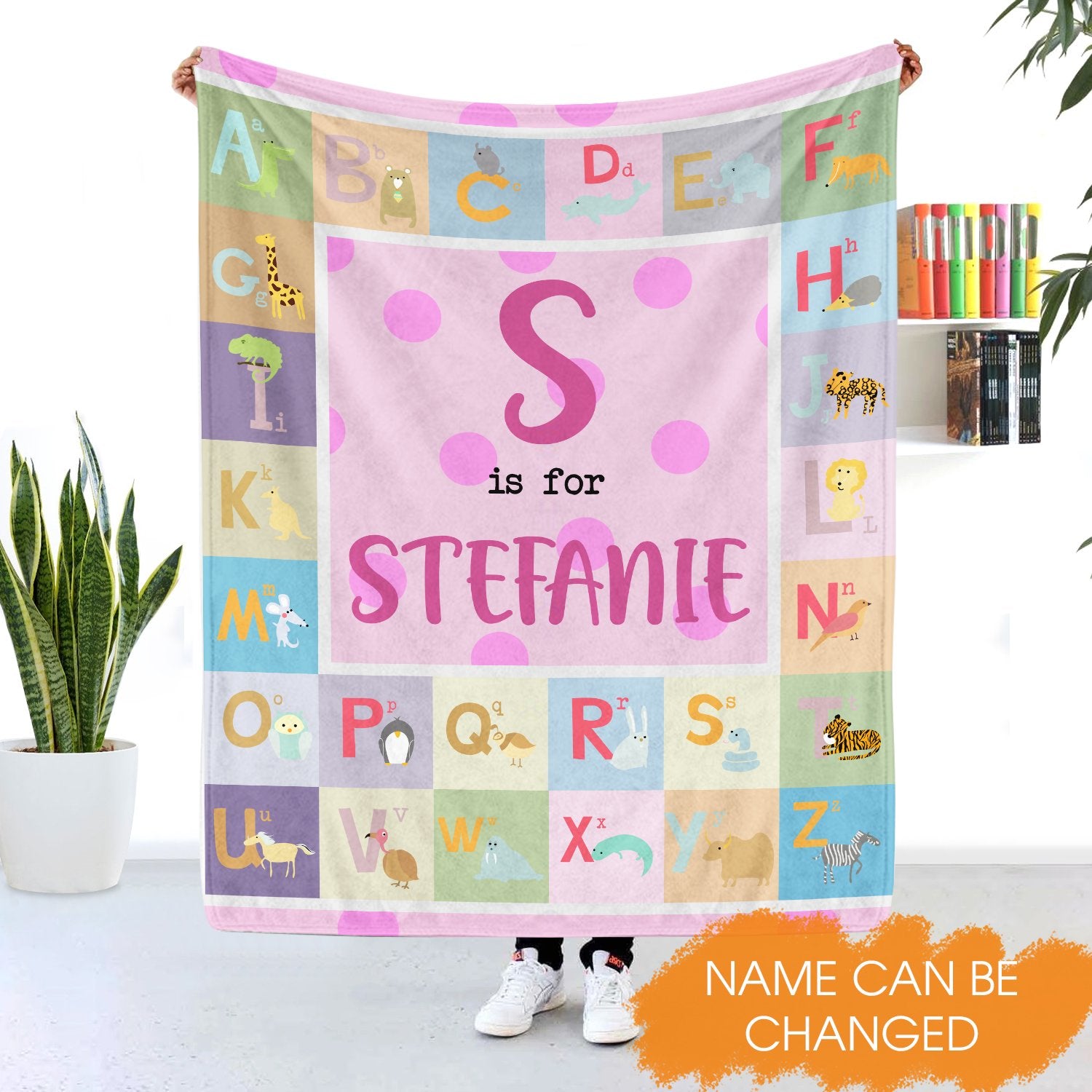 Animal Abc Custom Baby Blanket For Girl With Name