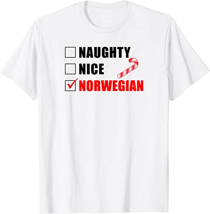 Naughty Nice Norwegian Candy Cane Christmas Santa List T-Shirt