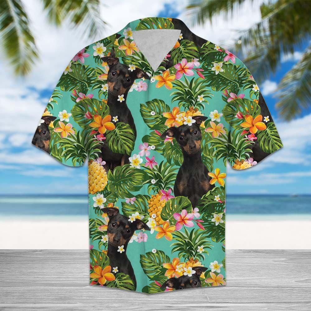 Tropical Pineapple Miniature Pinscher Aloha Hawaiian Shirt Colorful Short Sleeve Summer Beach Casual Shirt For Men And Women