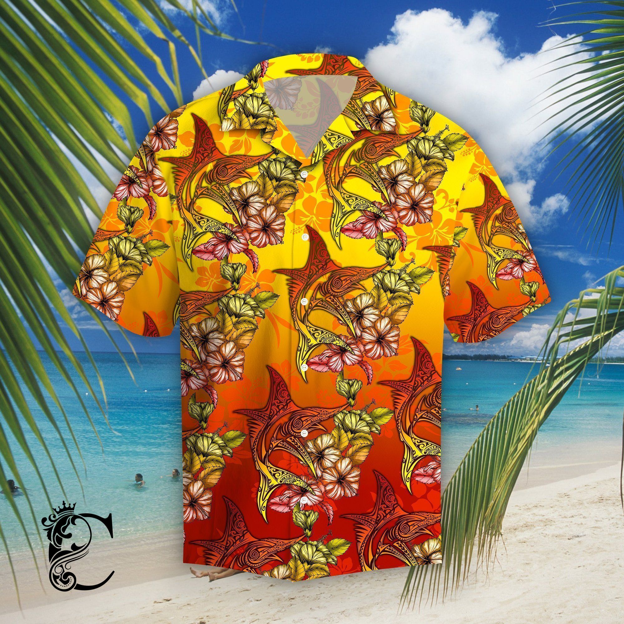 Beach Shirt Find Marlins Hibiscus Tropical Hawaiian Shirt- Chillicothemall