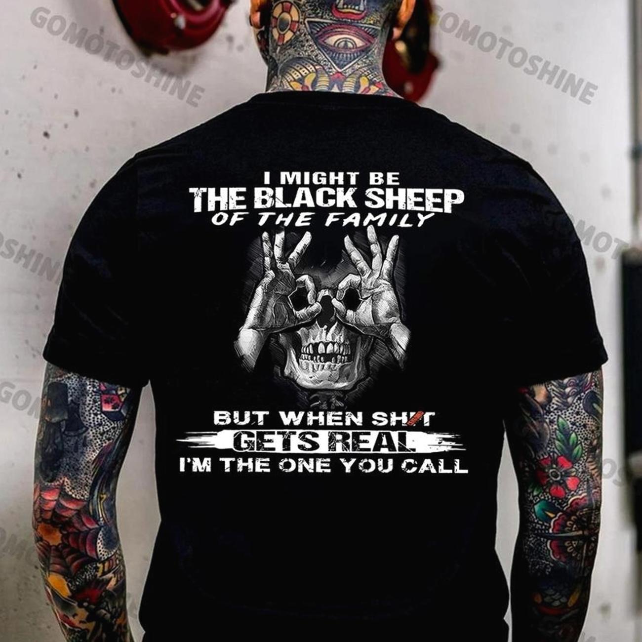 I MIGHT BE THE BLACK SHEEP OF THE FAMILY Skull With OK Print Men’s T-Shirt Classic Cotton O7