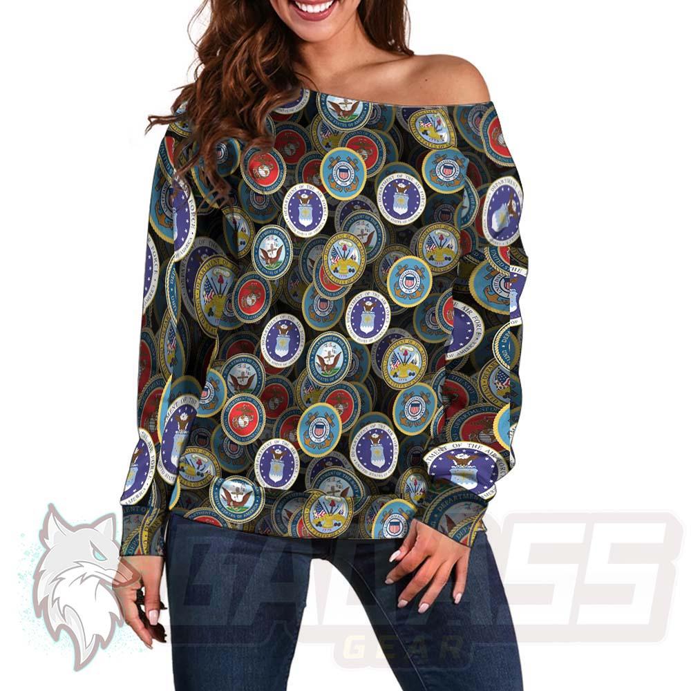 All Military Seals BDG-1061 Off Shoulder Sweaters