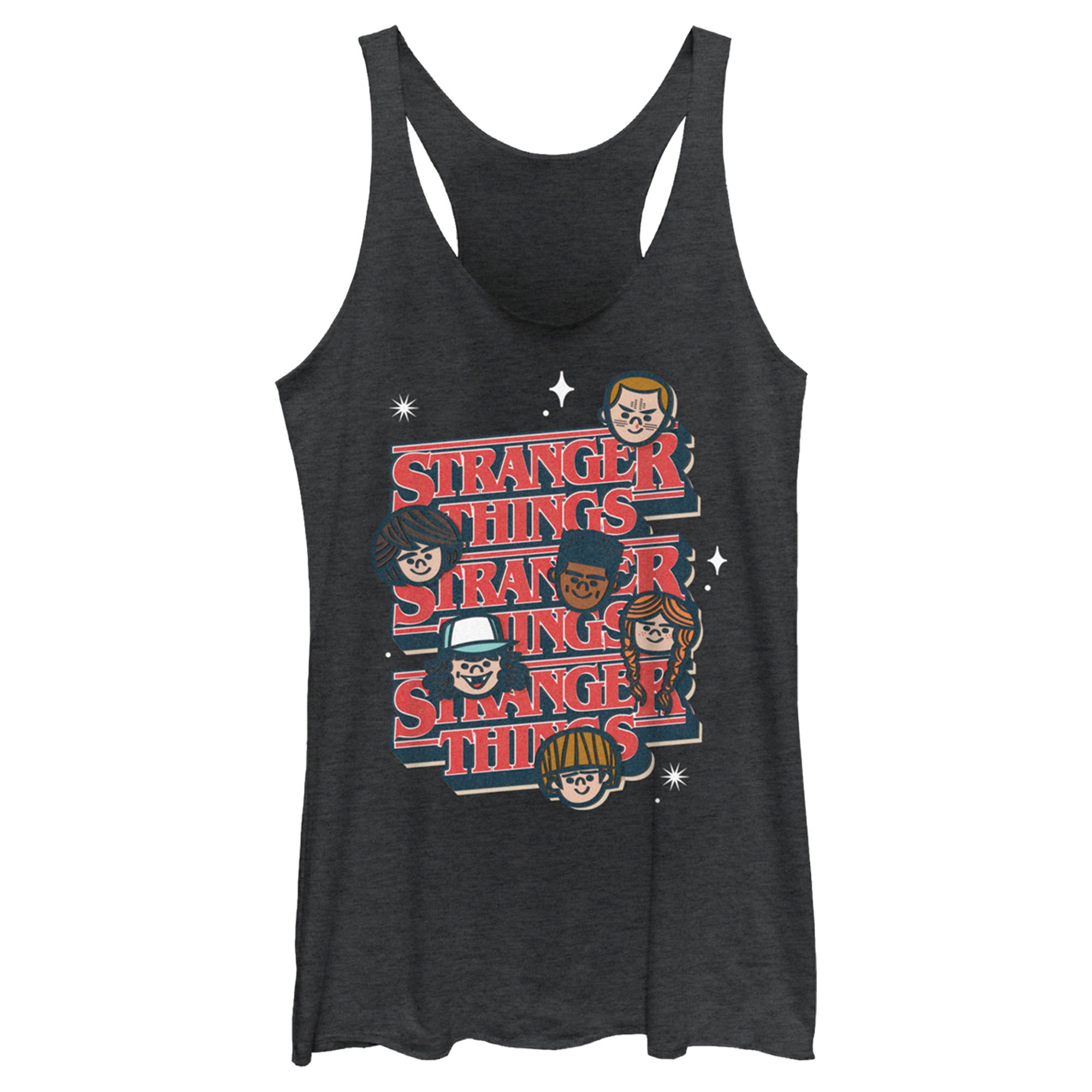 Women’S Stranger Things The Gang Cartoon Logo Racerback Tank Top