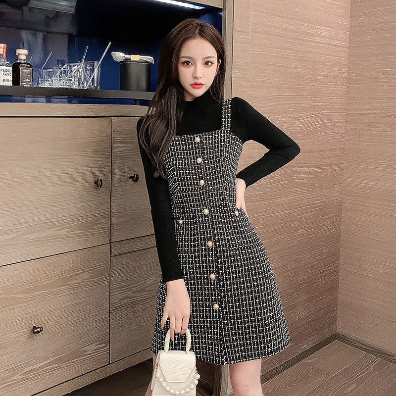 2021 Winter Women Sweater 2 Pcs Set Soft Knitted Pullover Sweater+ Skirt Dress Suit Office Lady Button New Korean Style Z110 alx