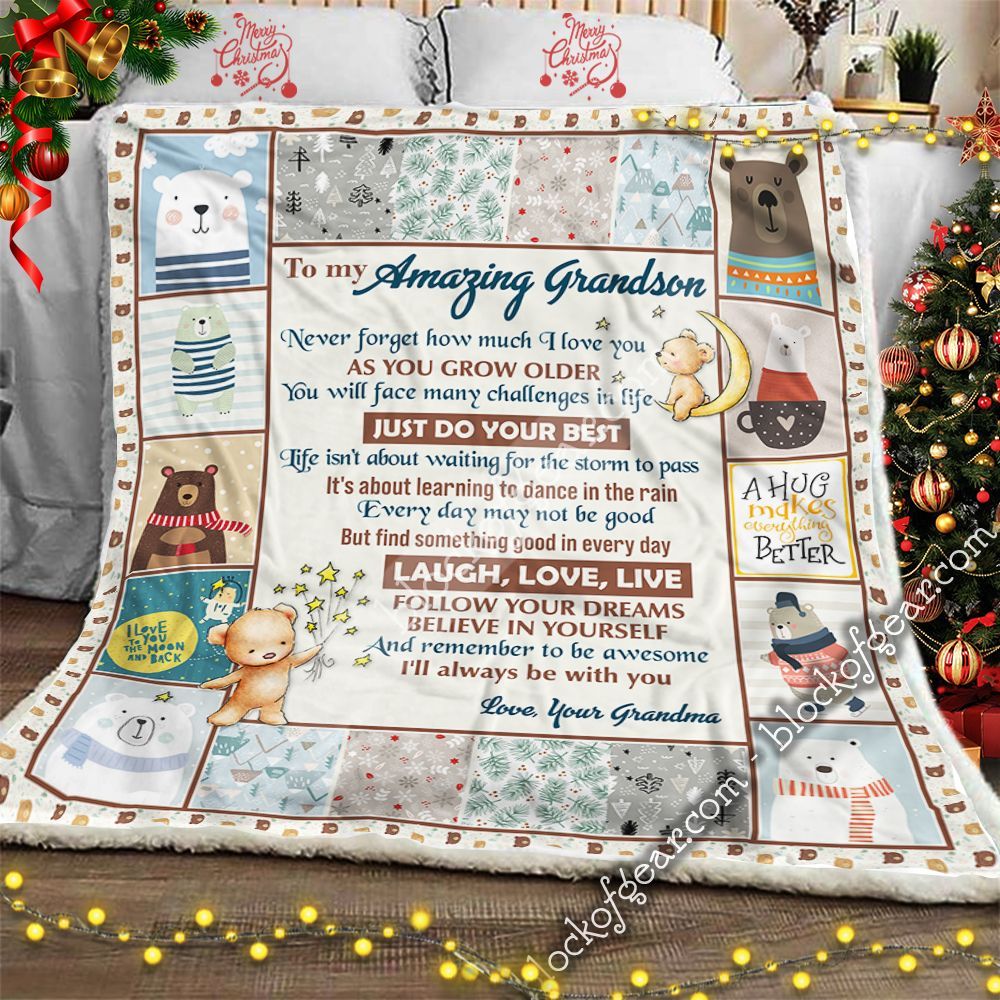 To My Amazing Grandson, Little Bear Sofa Throw Blanket NH217