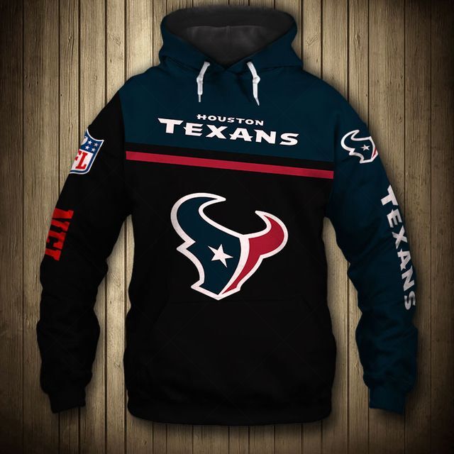 Houston Texans 3D Skull Zip Hoodie Pullover Sweatshirt S