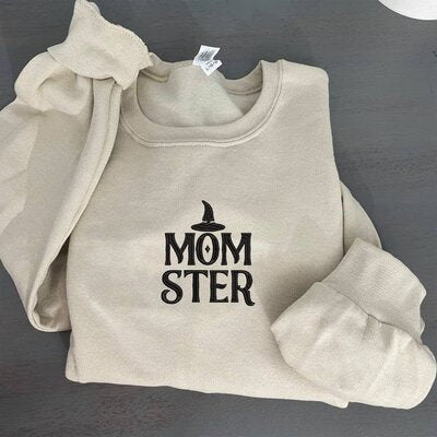 Momster Halloween Embroidered Sweatshirt 2D Crewneck Sweatshirt All Over Print Sweatshirt For Women Sweatshirt For Men Sws3916