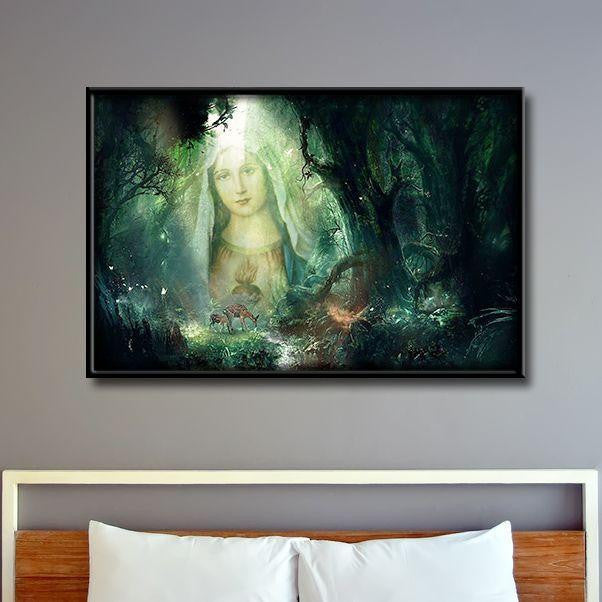 Virgin Mary In Peace Forest Poster Canvas Home Décor Birthday Gift For Women Girl Grandma Mom Daughter Friend – Gigo Smart