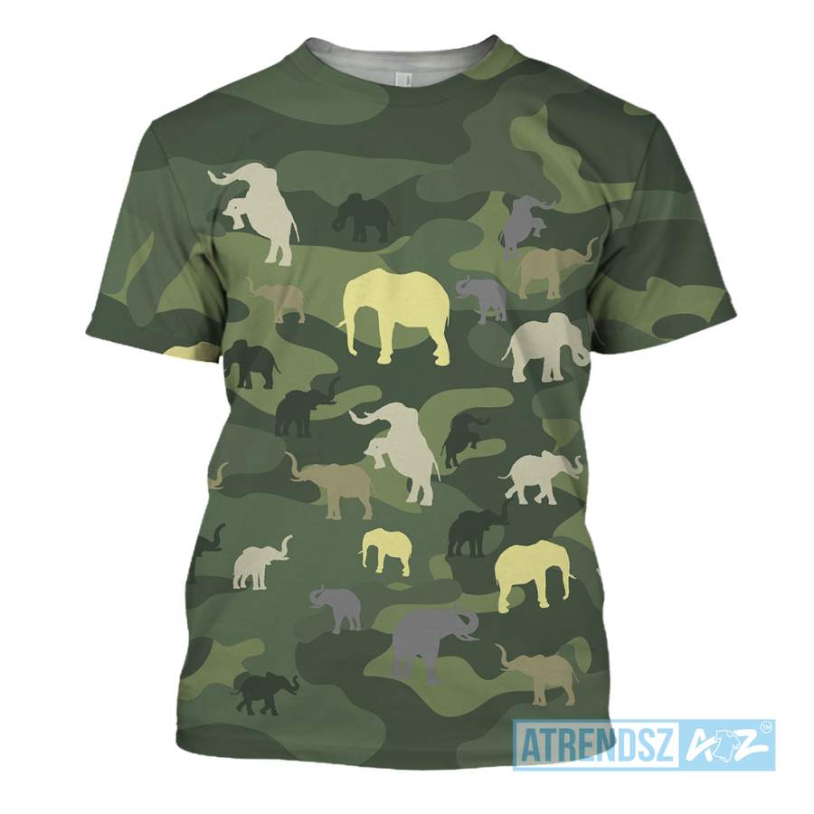 ATRENDSZ Unisex Elephant Lovers Camo all over print hoodie, tshirt, tank and more