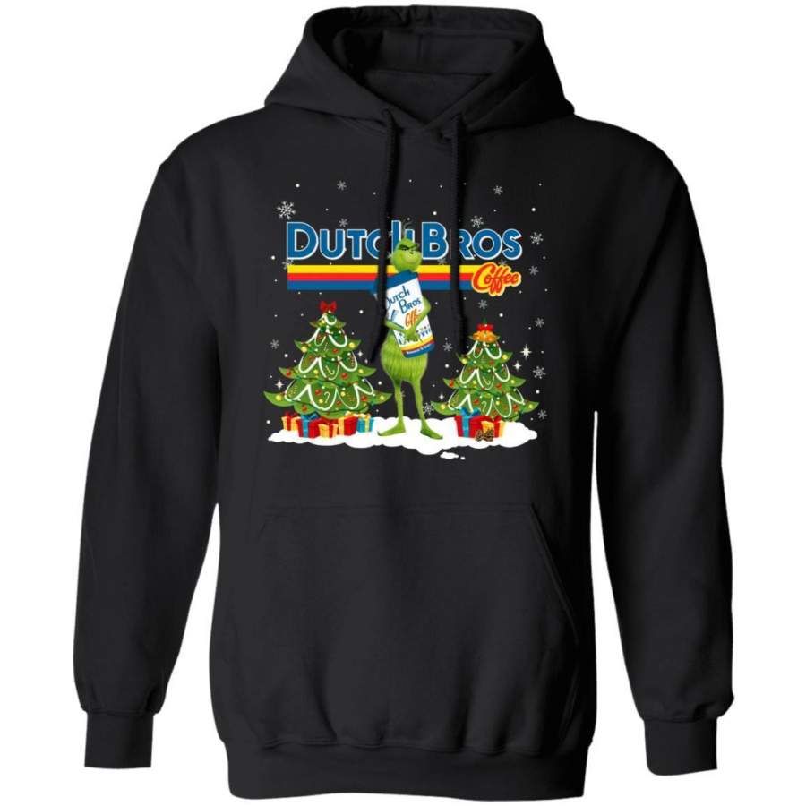 Christmas Hoodie Grinch Holding Dutch Bros Coffee Xmas Hoodie PT11