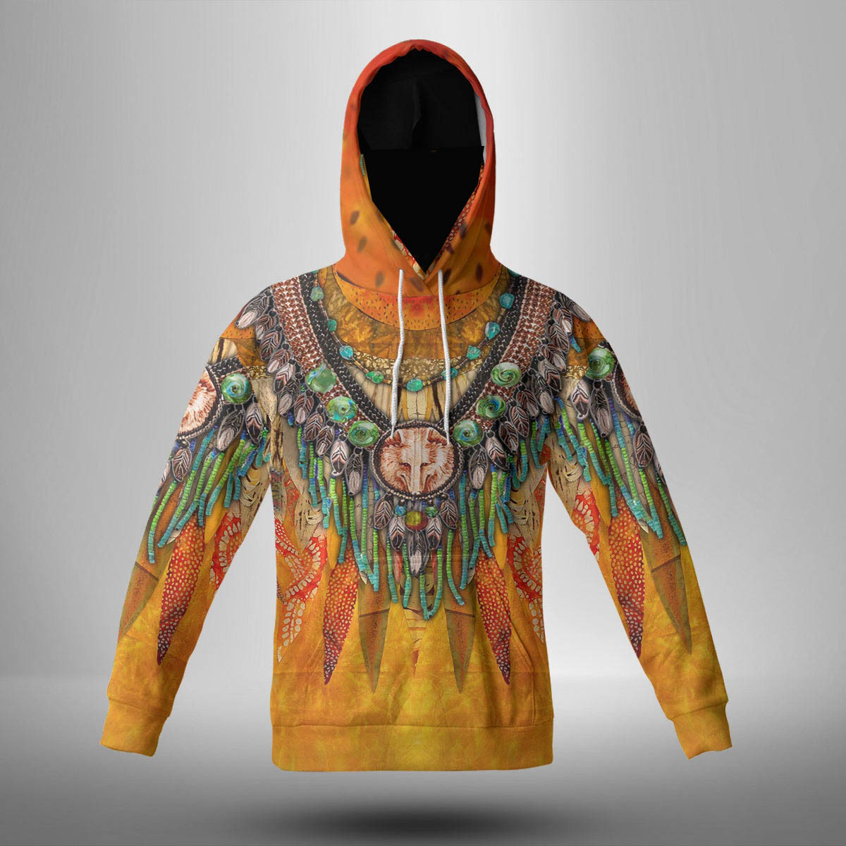 Wolf Necklace Native American 3D Hoodies Shirt Sweater Zip Hoodie Gifts For Native American Day