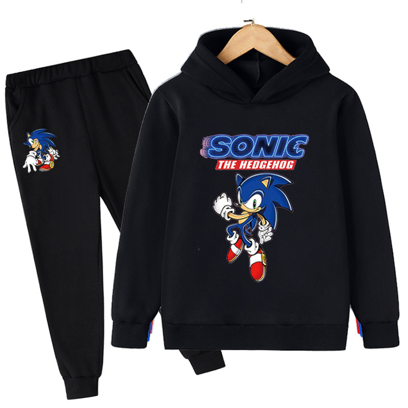 Brand Clothing Kids 2 Piece Set Print Sonic Hoodies + Long Pants Suit Clothes Baby Toddler Children Long Sleeve Costume Outfit alx