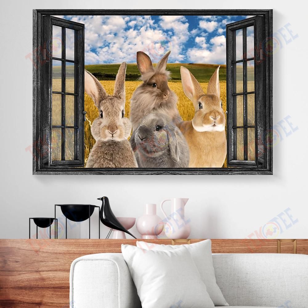 Canvas Prints Rabbits Window View Horizontal Canvas Wall Art Beautiful Home Decor Canvas