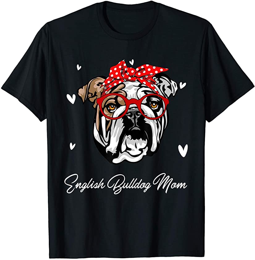 English Bulldog Mom Leopard Print Dog Lovers Mother Day Gift T-Shirt