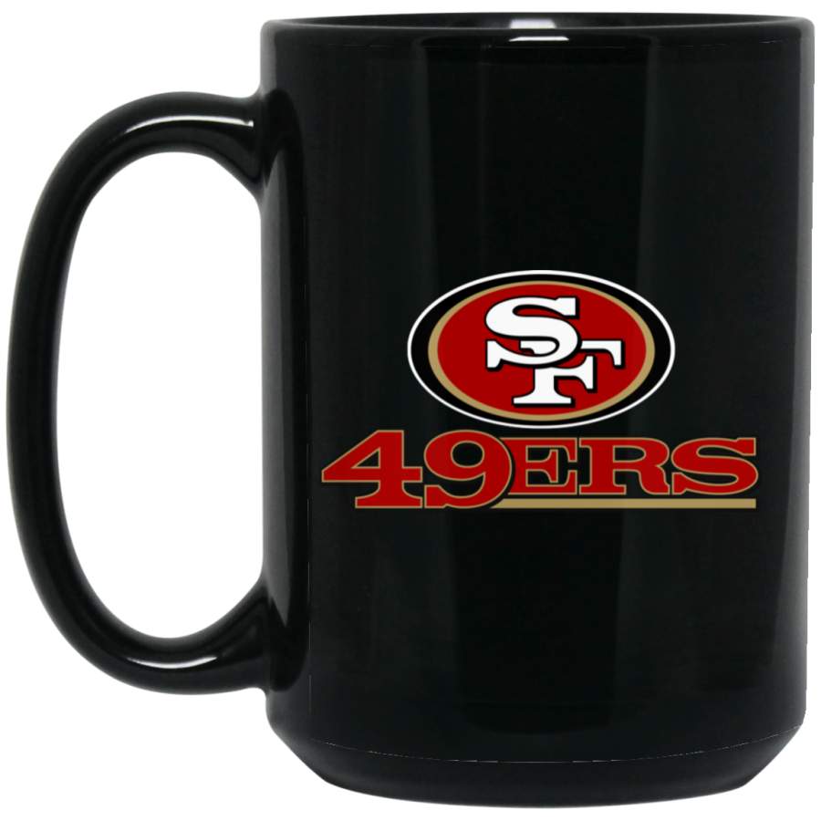 Custom Personalized San Francisco 49ers Logo & Text v2 Logo BM15OZ 15 oz. Black Mug