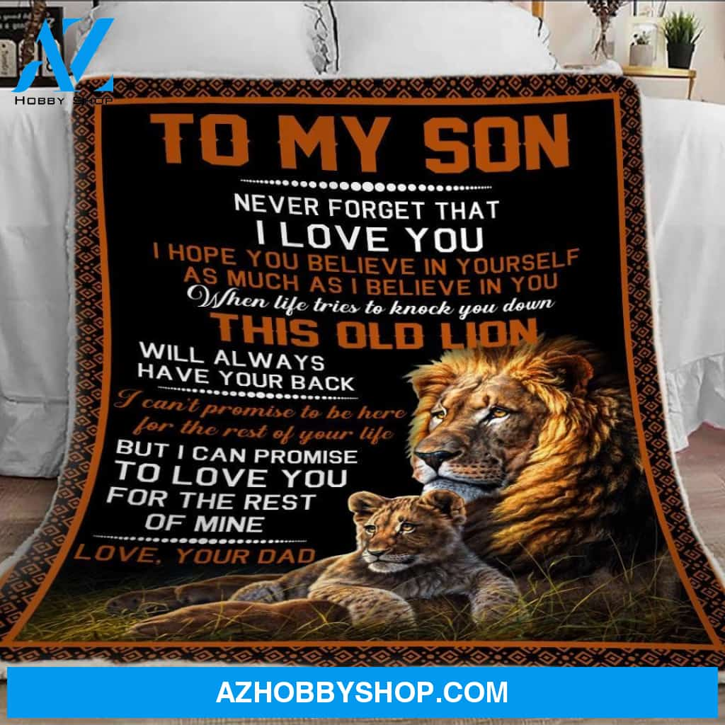 To My Son Letter From Dad Fleece Blanket Cozy Son Birthday Gift Fleece Blankets, Gifts For Sonon Christmas Gift, Letter Dad Lion Fleece Blanket