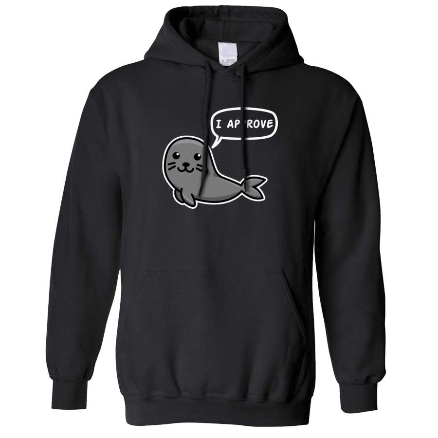 Novelty Animal Hoodie Seal Of Approval Pun Joke Hooded Jumper