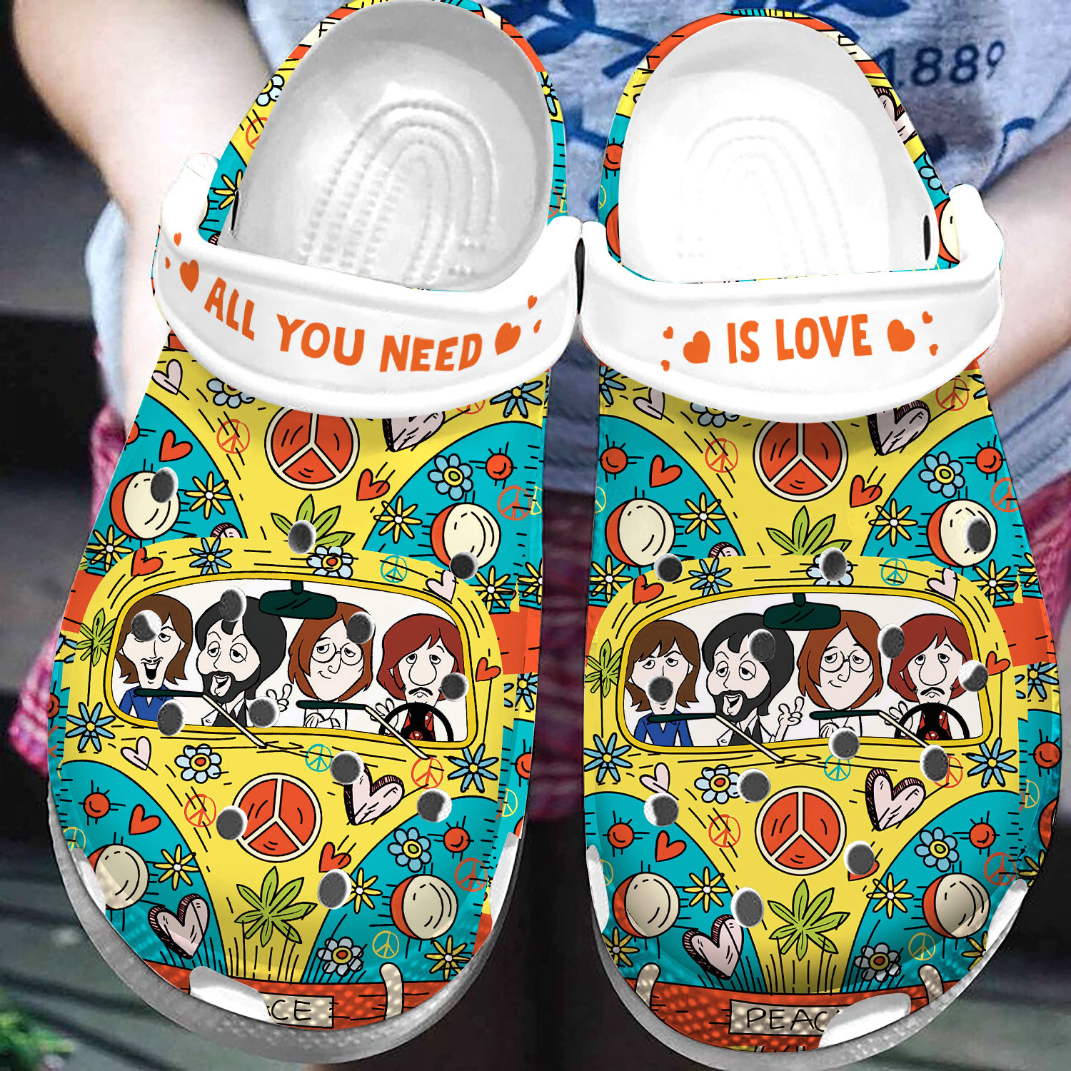 All You Need Is Love Hippie Bus Clog Shoes #Dh