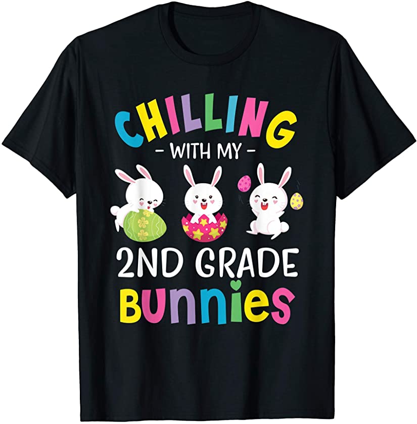 2nd Teacher Chilling With My Bunnies Cute Easter Bunny T-Shirt