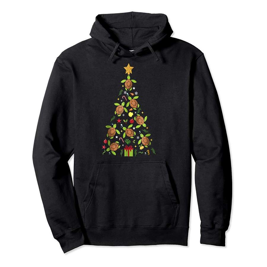 Turtle Christmas Tree T Shirt Sea Turtle Lover Xmas Gift Hoodie Premium Tee