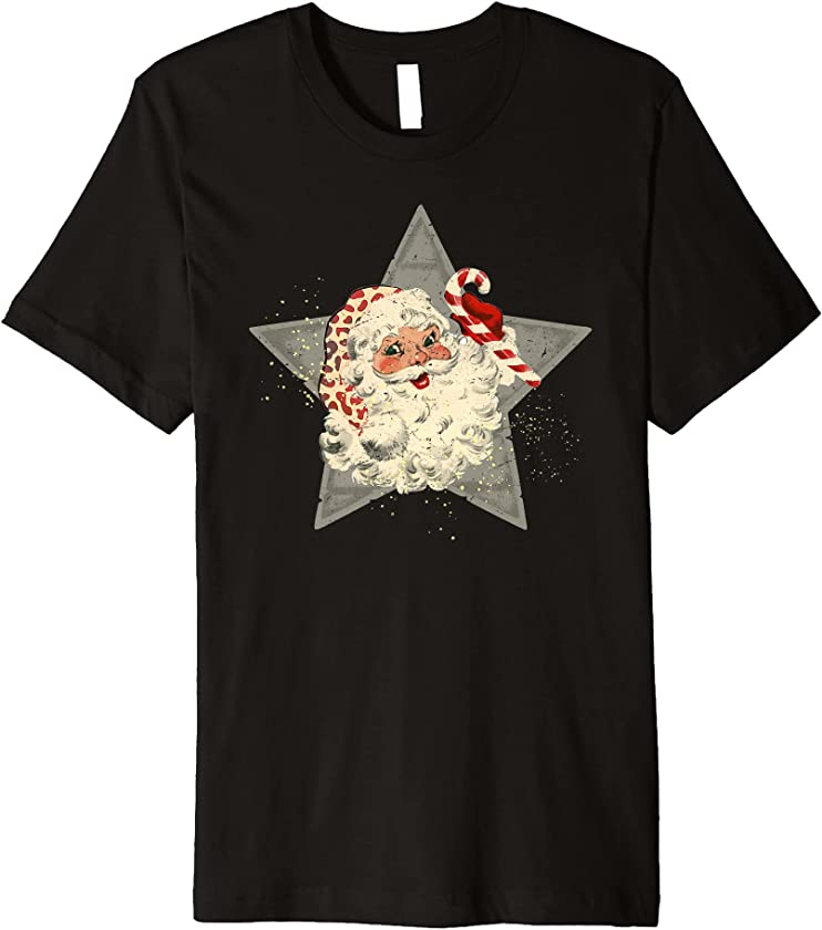 Christmas Star Santa Claus With Candy Cane Merry Christmas Premium T-Shirt