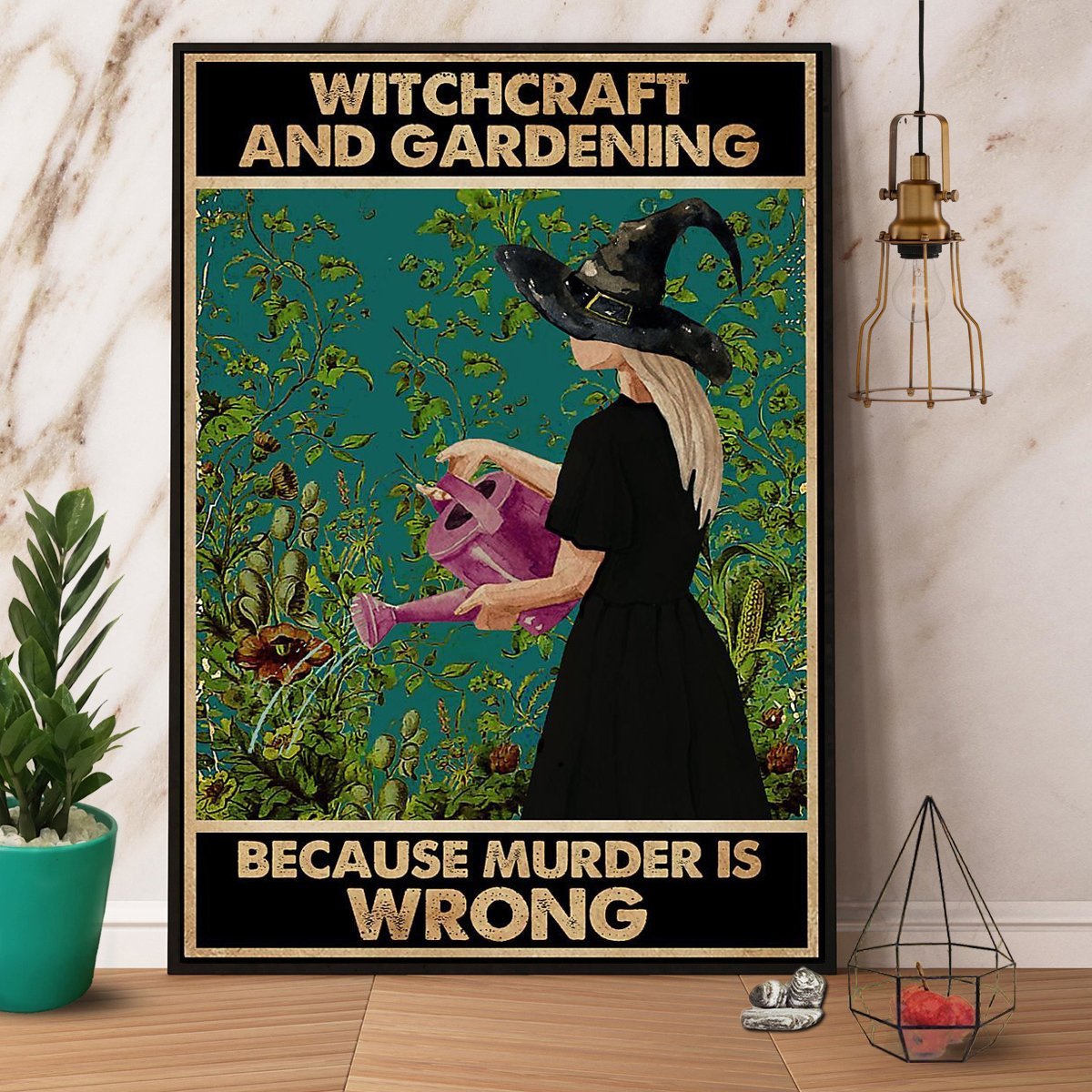 Witchcraft And Gardening Murder Is Wrong Black Dress Vintage  Poster No Frame Matte Canvas