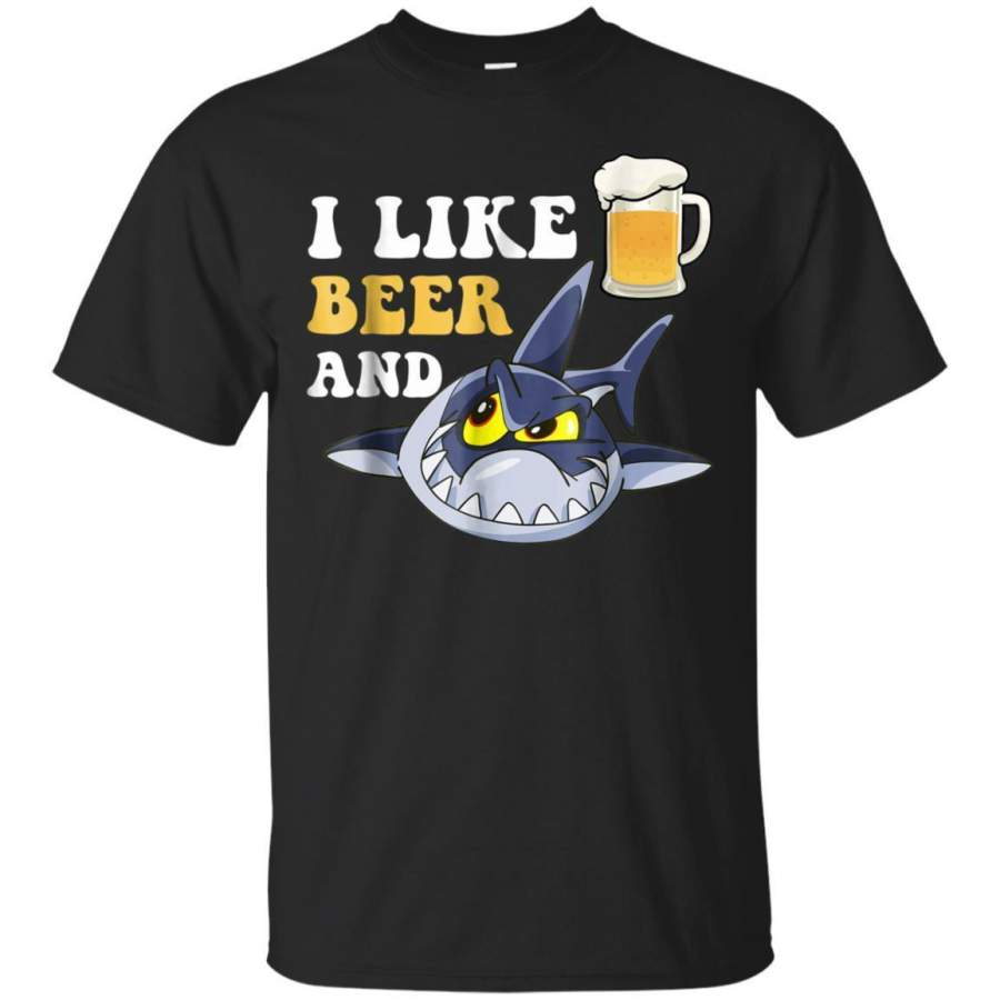 AGR I Like Beer And Shark Tshirt Funny Drinking Gift Jaq T-shirt