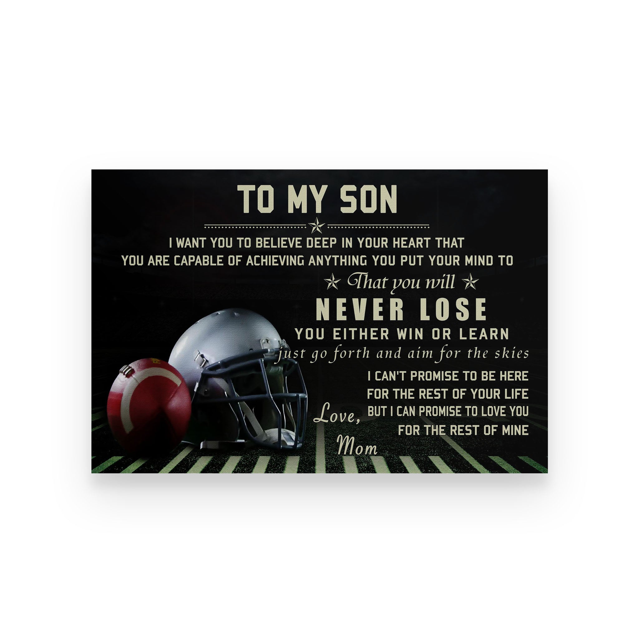 American football poster mom to son I want you to believe deep in your heart vs7