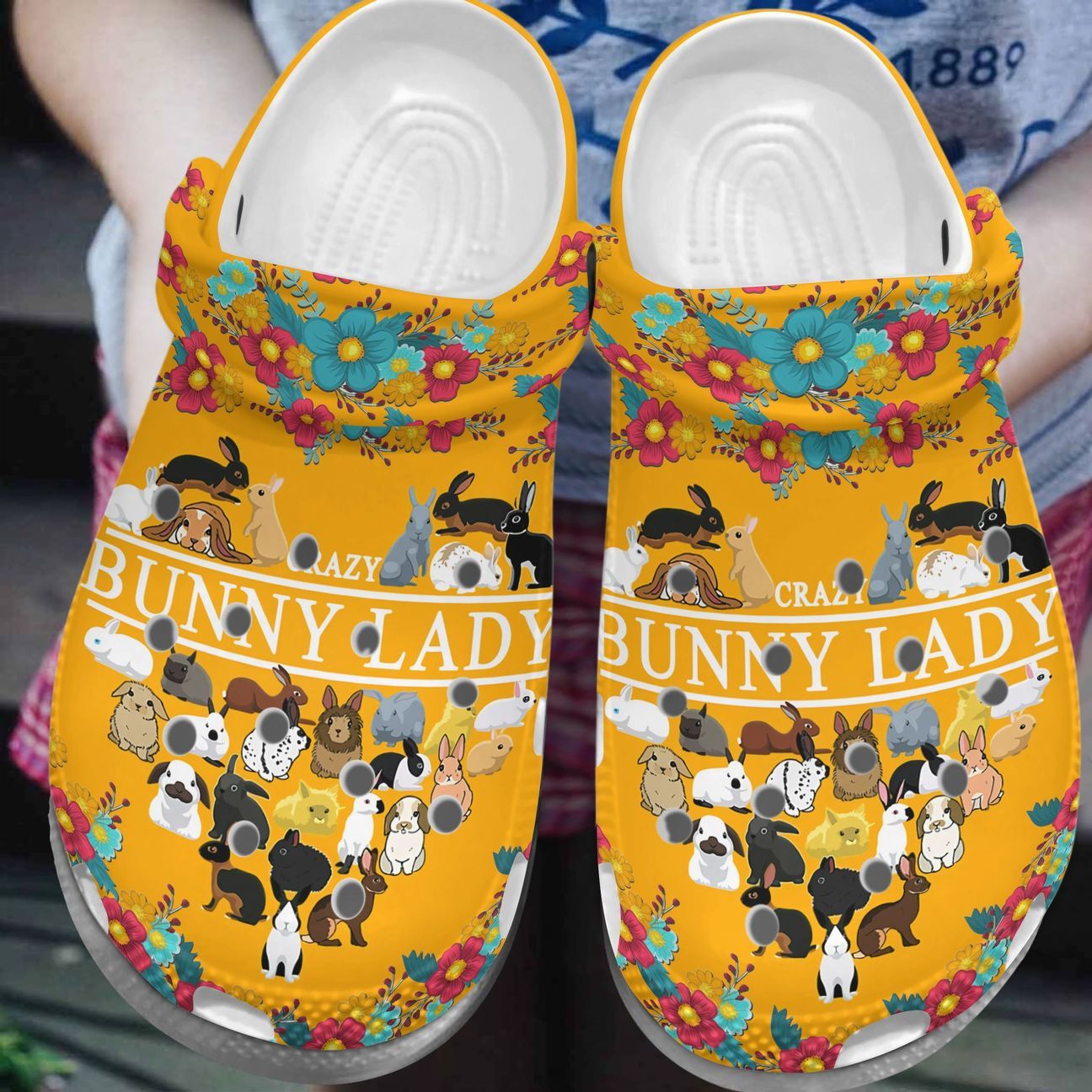 Rabbit Personalized Clog, Custom Name, Text, Color, Number Fashion Style For Women, Men, Kid, Print 3D A Crazy Bunny Lady