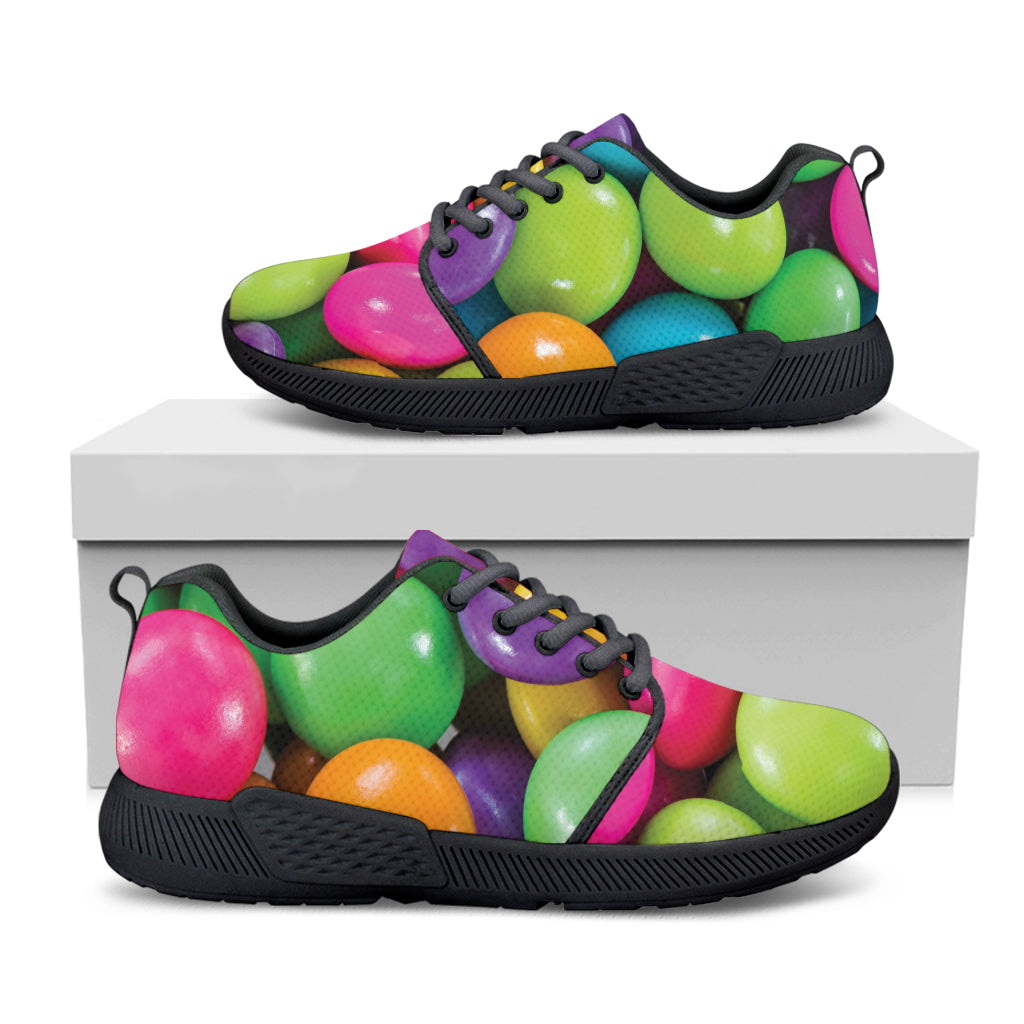 Colorful Chocolate Candy Print Black Athletic Shoes