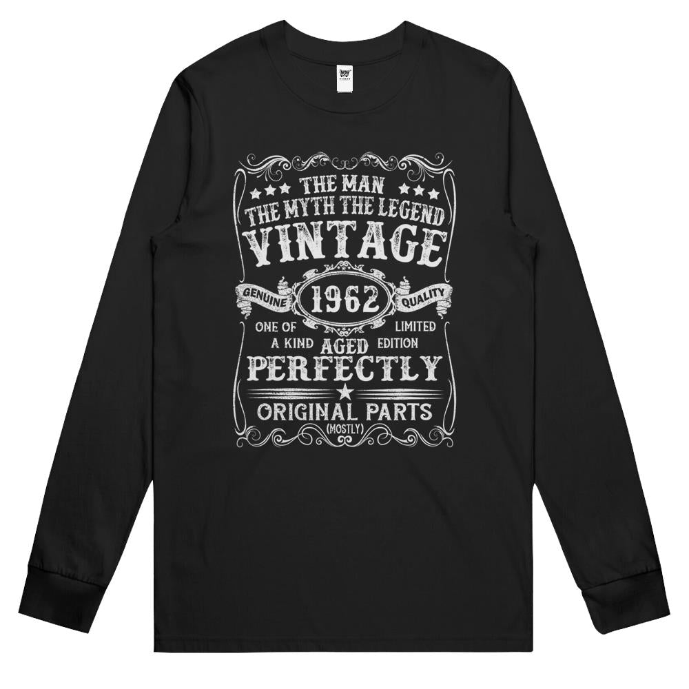 Mens 60 Years Old Gift Vintage 1962 Man Myth Legend 60Th Birthday Long Sleeve T Shirts