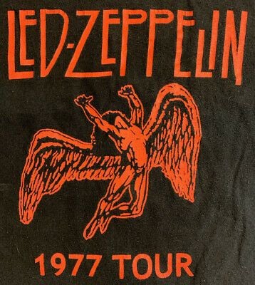 Vintage Led Zeppelin Concert Tour Shirt 1977 United States Of America Black 3 8024