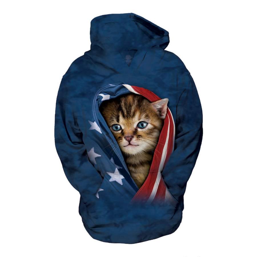 Patriotic Kitten – Kids’ Unisex Hoodie Sweatshirt