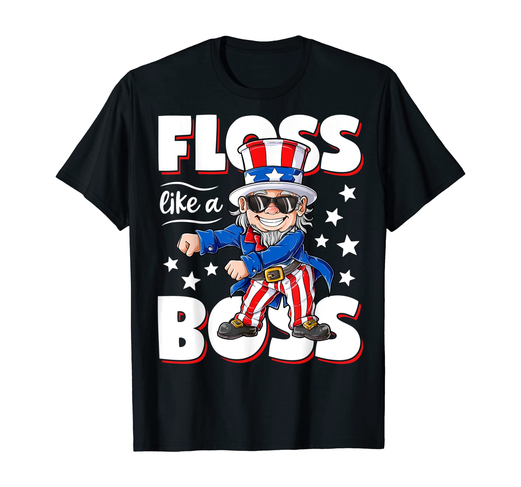 Floss Like a Boss 4th of July Shirt Kids Boys Girl Uncle Sam T-Shirt