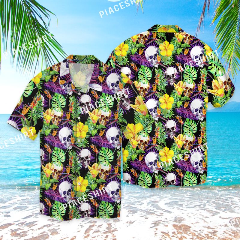 Skull Hawaii Pattern Funny Full Print Hawaii Shirt Ha56054