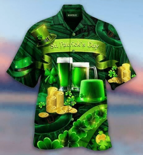 Green Beer St Patricks Day Hawaii Button Up Shirt For Men Ha108601