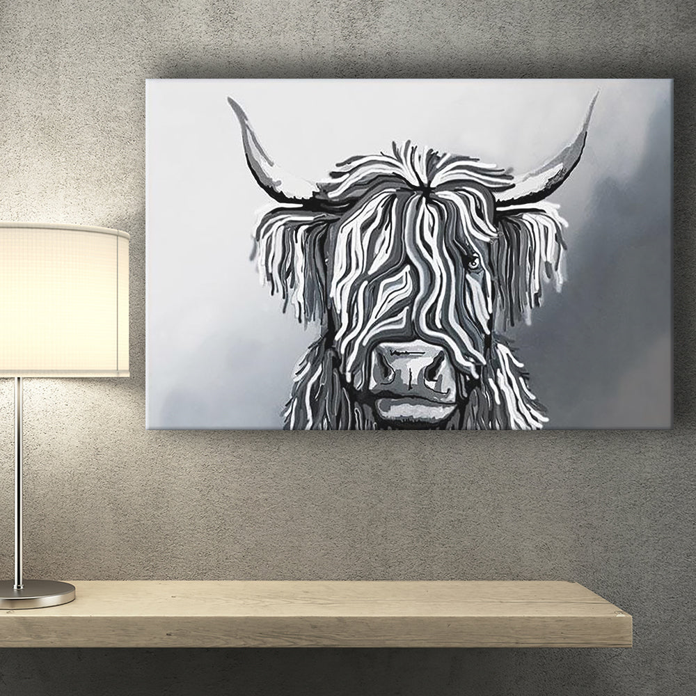 Abstract Highland Cow Canvas Print – Canvas Painting, Canvas Art, Wall Art, Wall Decor