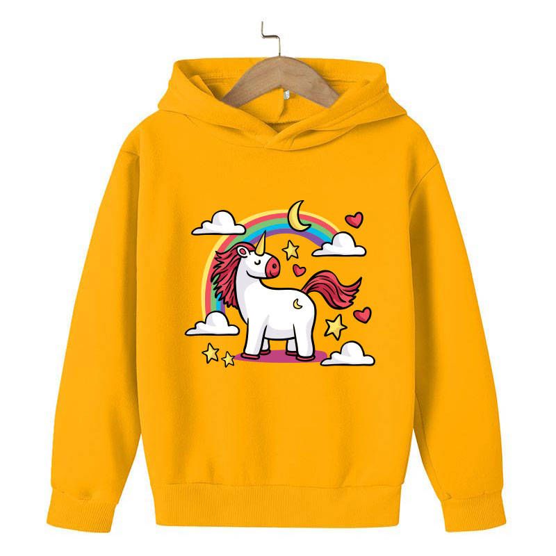 2022 New Cute Unicorn Four Seasons Cartoon Hoodie Print Sweater Girls Baby Unicorn Hoodie Kids Hoodie Fashion Kids Sportswear alx