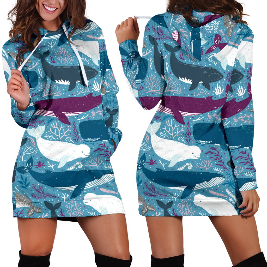 Whale Design Pattern Women’S Hoodie Dress