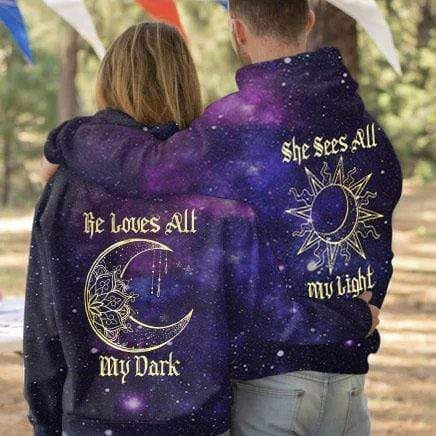 He Loves All My Dark She Sees All My Light Couple Hoodie 3D