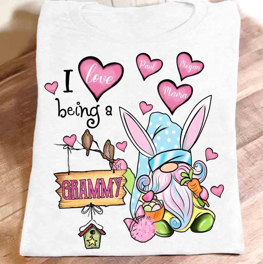 Apayprint – Grandma – Gnome Bunny | Personalized T-Shirt, S – 5XL, White Grey Pink Blue Black