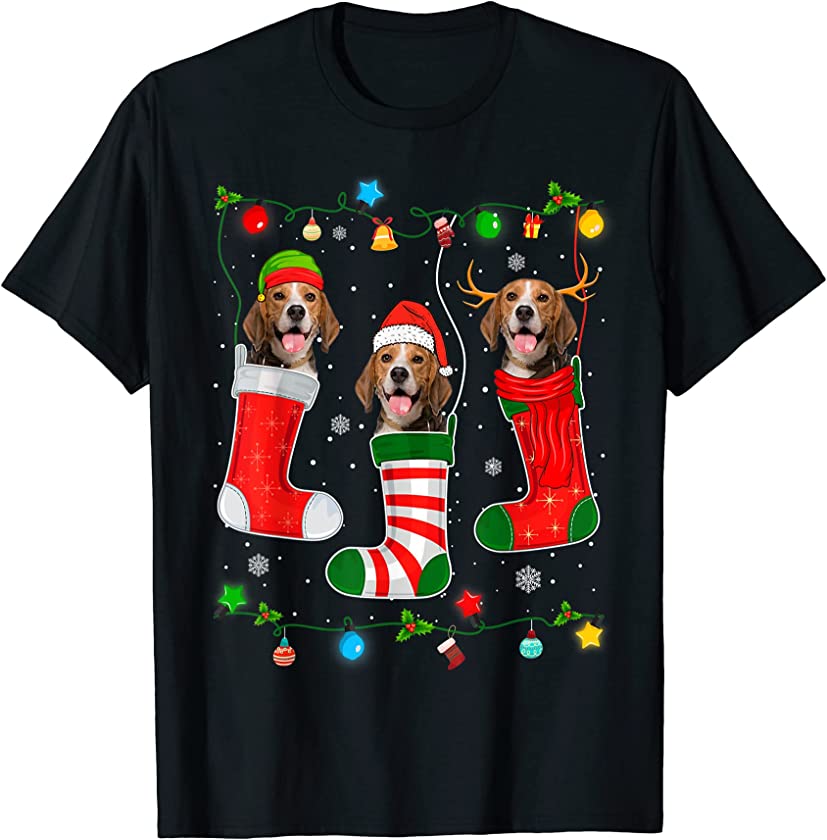 Christmas Pajama Lights Beagle Dog Puppy Lover T-Shirt